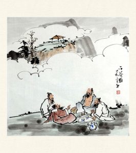 传统人物画品茶图