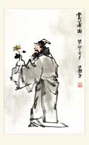 中国画人物爱菊图